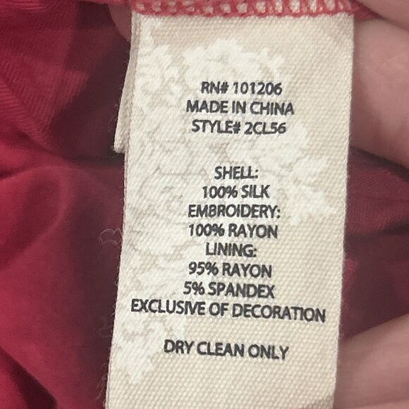 Soft Surroundings Top Women XL Pink Floral Embroidered Silk Sheer Layered Blouse - Picture 3 of 6